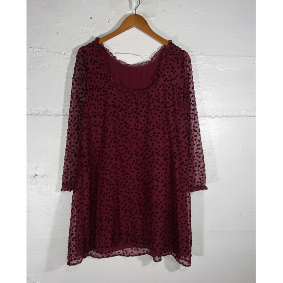 Sezane Burgundy Polka Dot Mini Dress - Picture 5 of 11